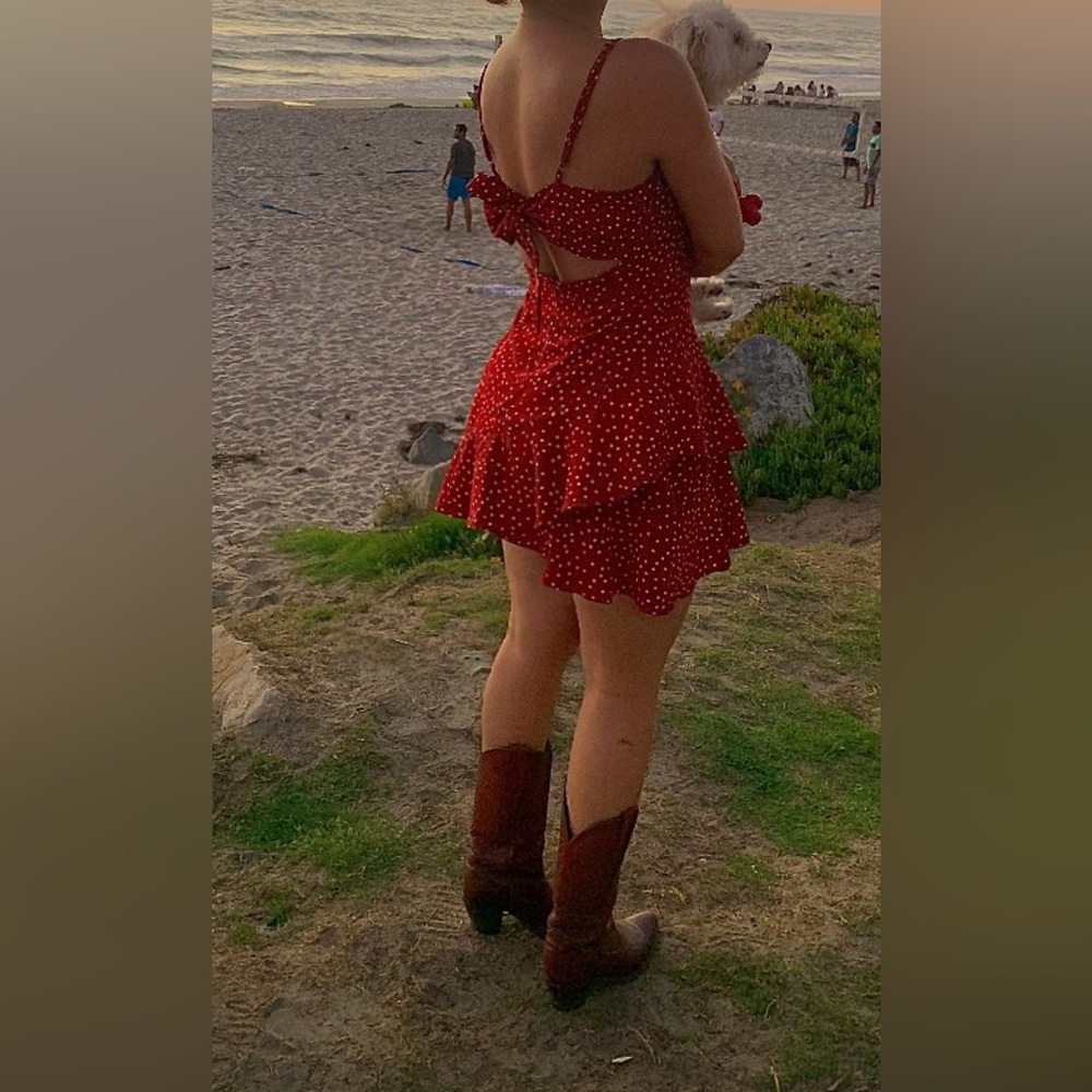 Red Polka Dot Dress with Cutout Back